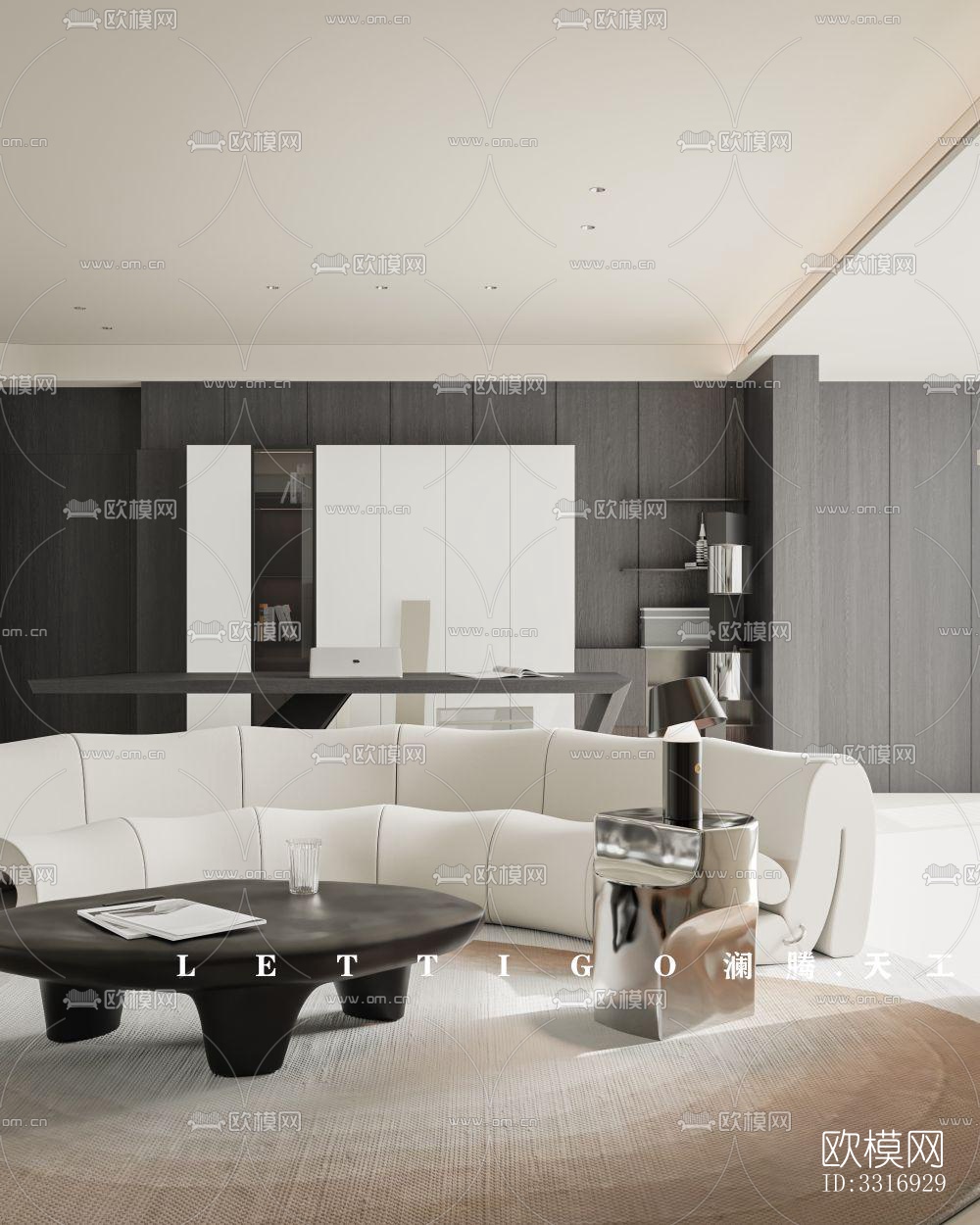 现代客厅效果图下载（渲染图2）