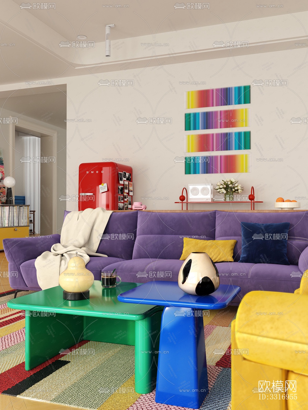 现代客厅效果图下载（渲染图2）