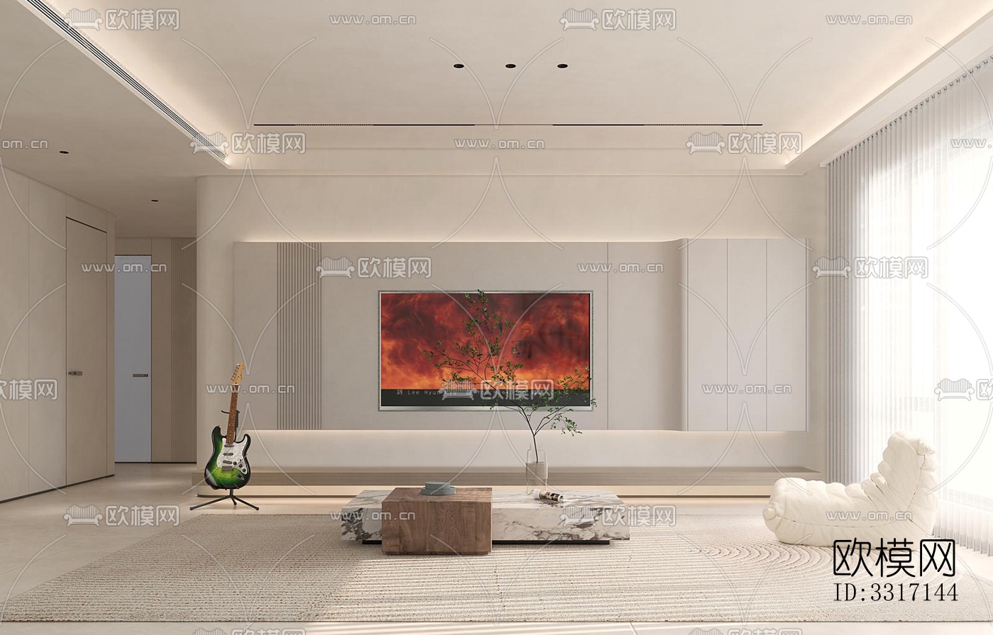 现代客厅效果图下载（渲染图1）