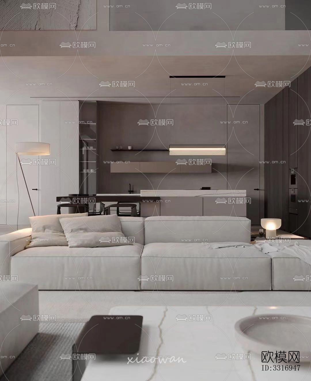 现代客厅效果图下载（渲染图5）