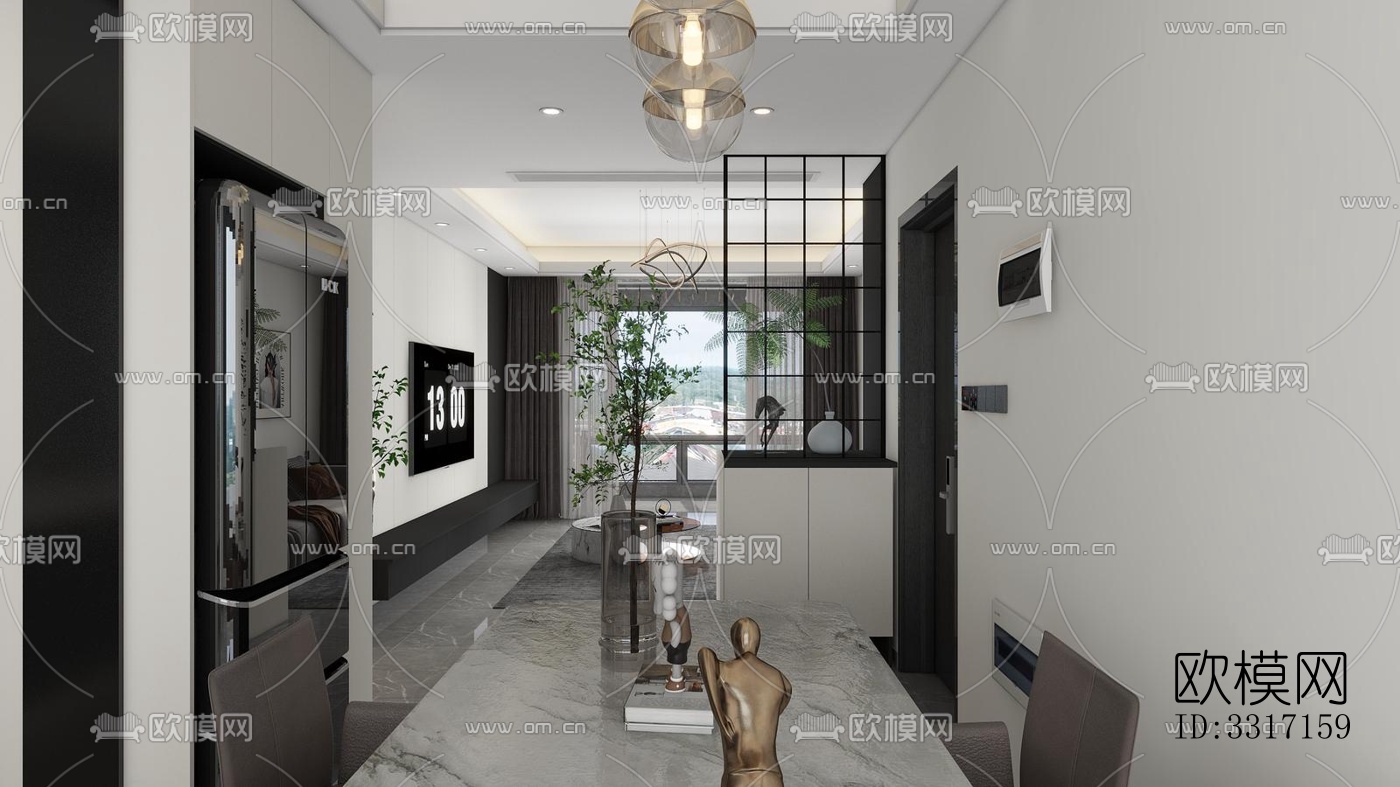 现代客厅效果图下载（渲染图2）