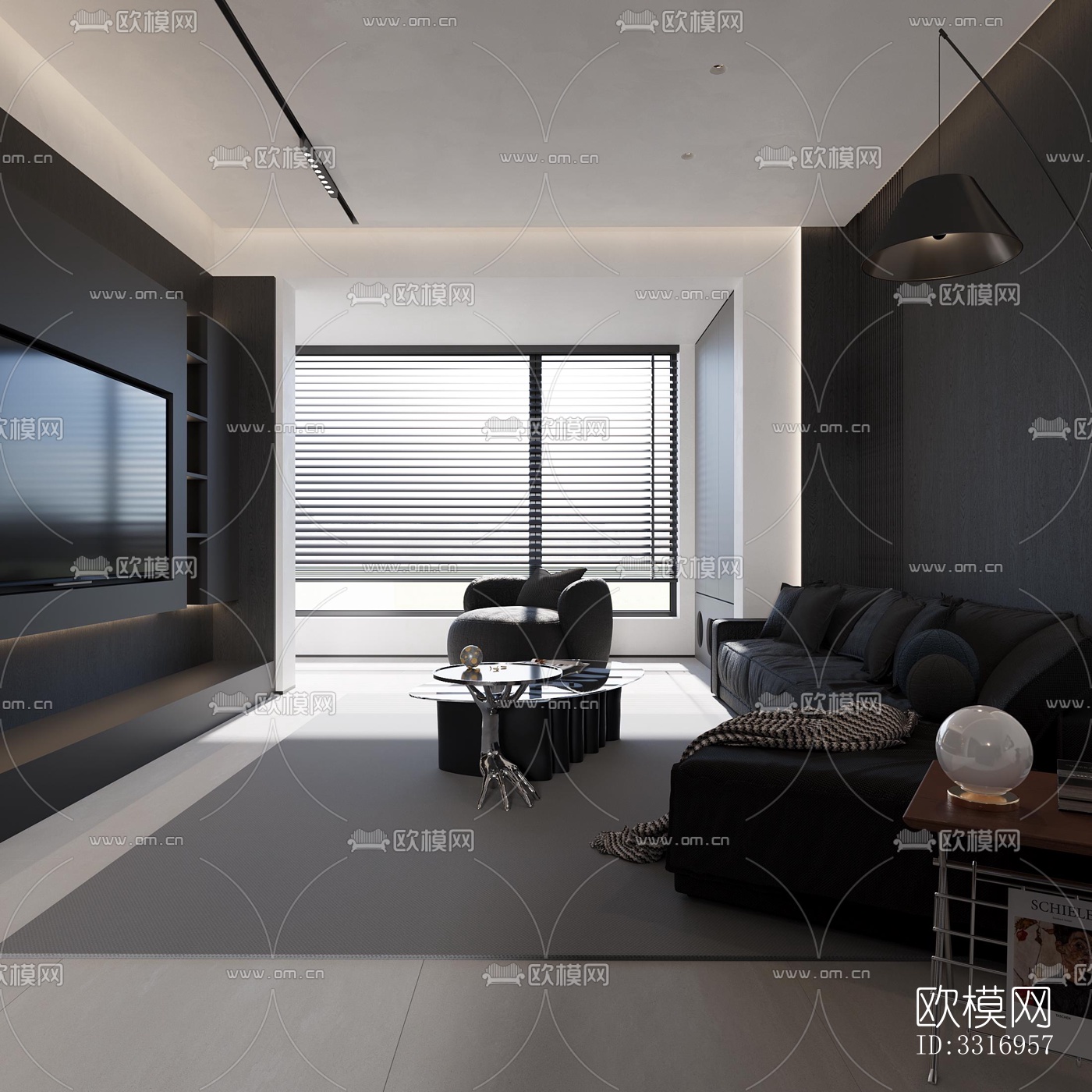 现代客厅效果图下载（渲染图2）