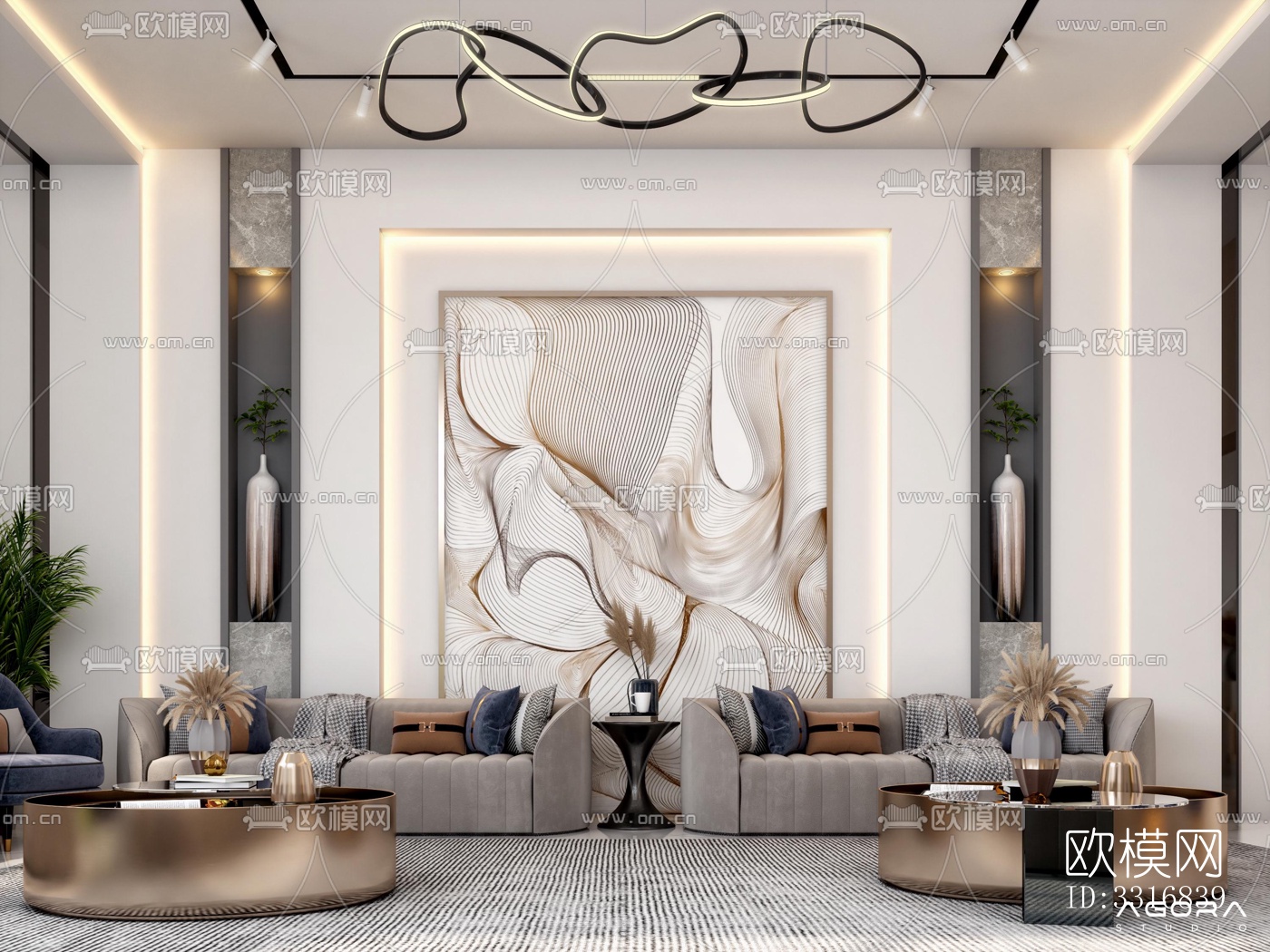 现代客厅效果图下载（渲染图1）