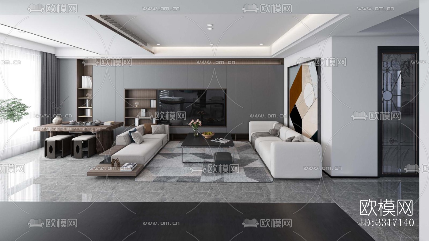 现代客厅效果图下载（渲染图1）