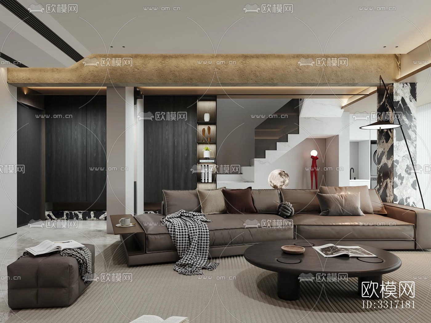 现代客厅效果图下载（渲染图4）