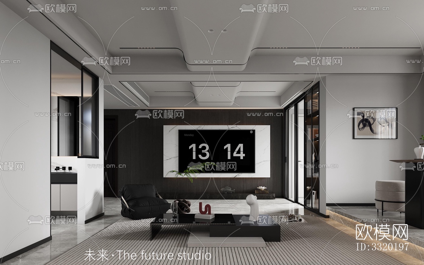 现代客厅效果图下载（渲染图2）