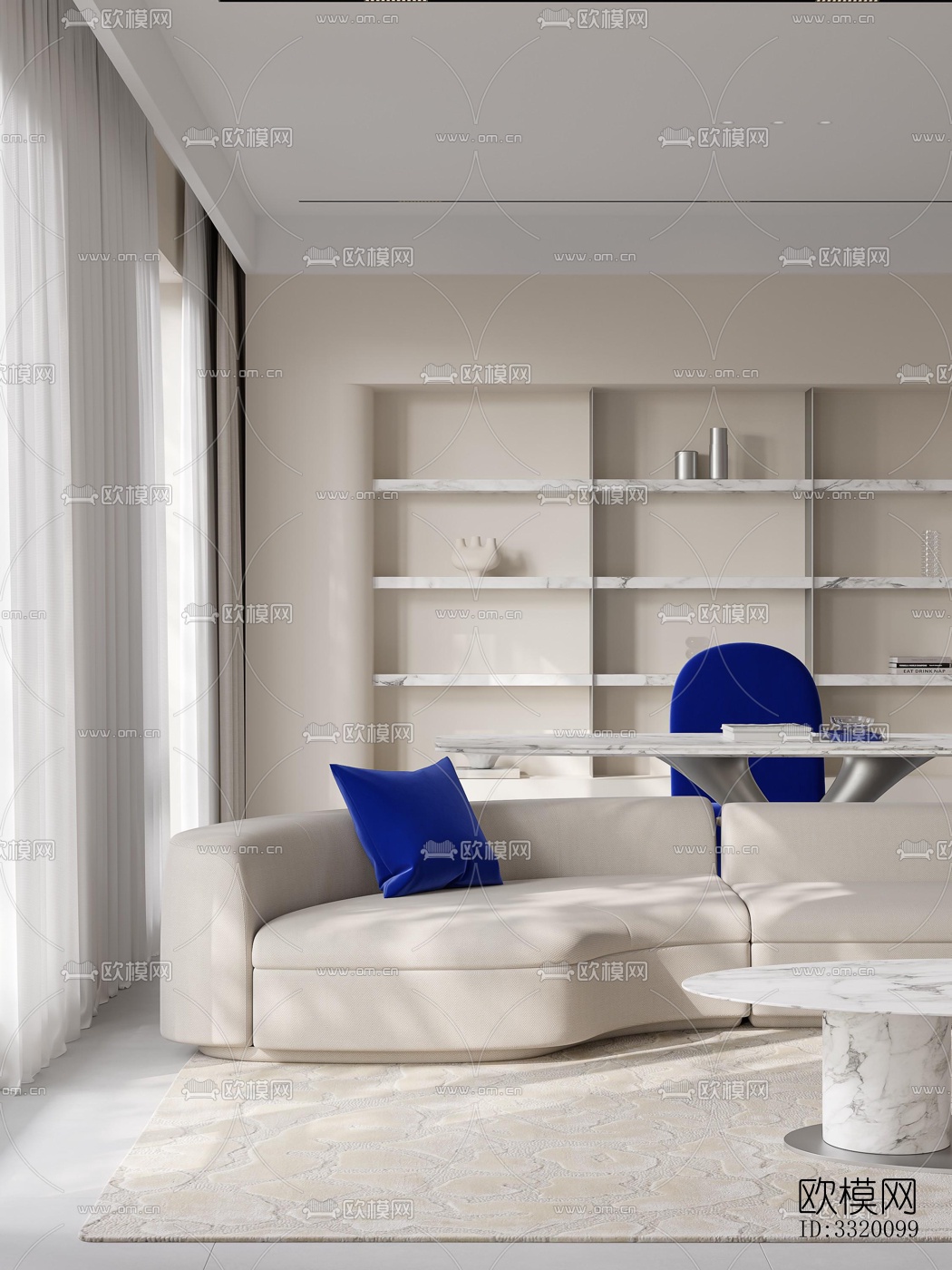 现代客厅效果图下载（渲染图7）