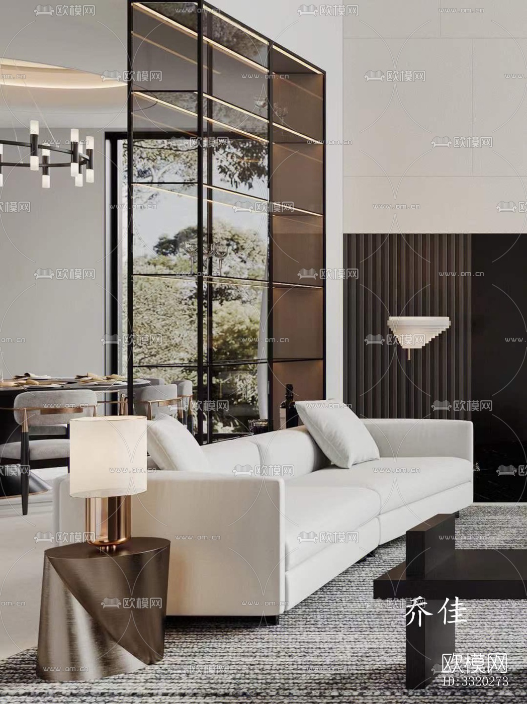 现代客厅效果图下载（渲染图4）