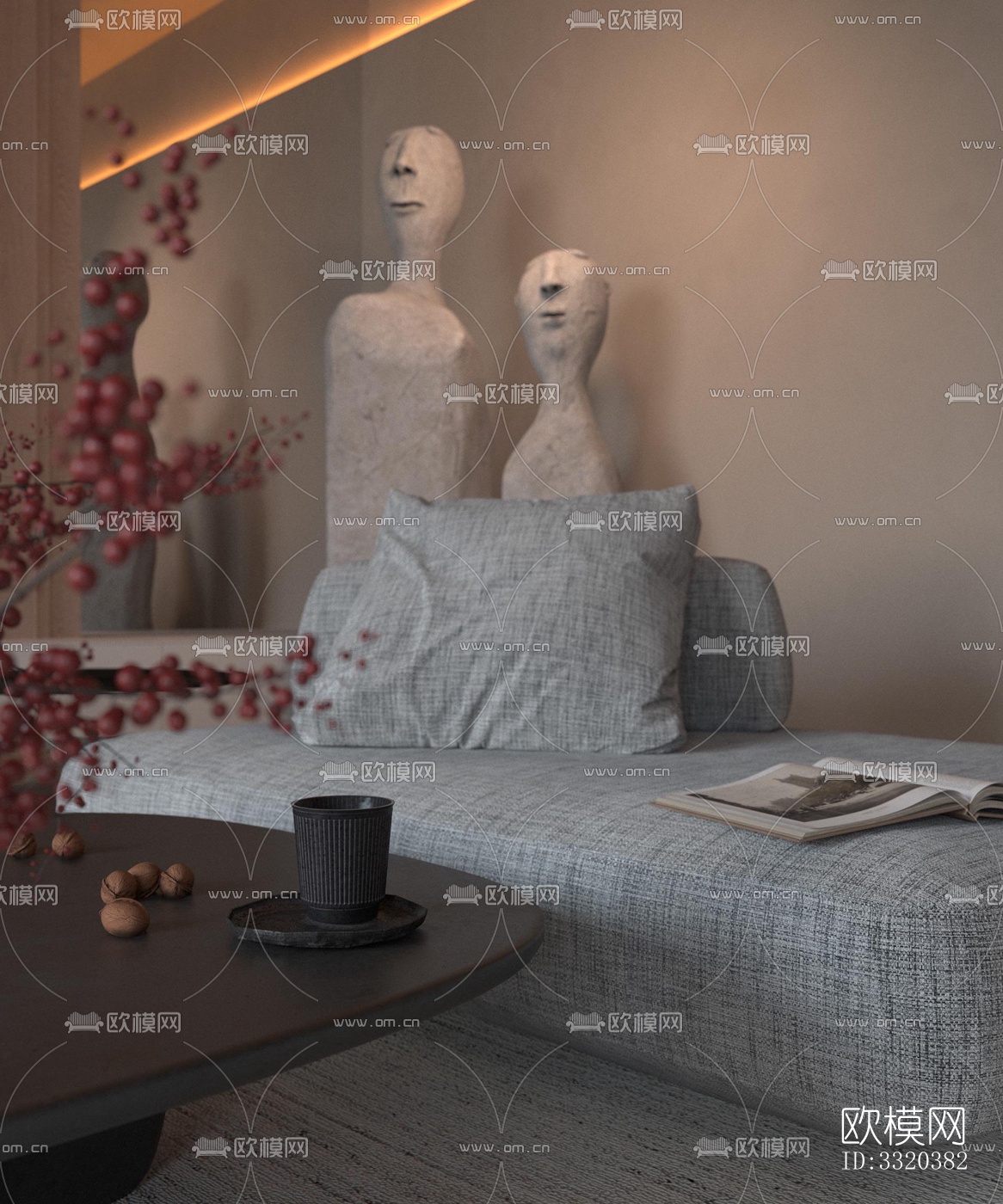 现代客厅效果图下载（渲染图5）