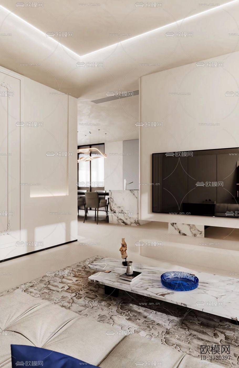现代客厅效果图下载（渲染图4）
