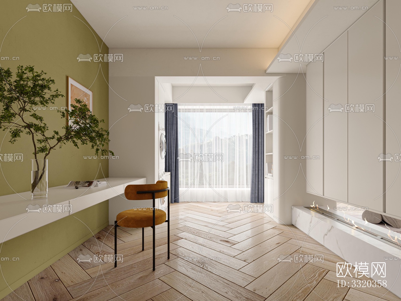 现代客厅效果图下载（渲染图4）