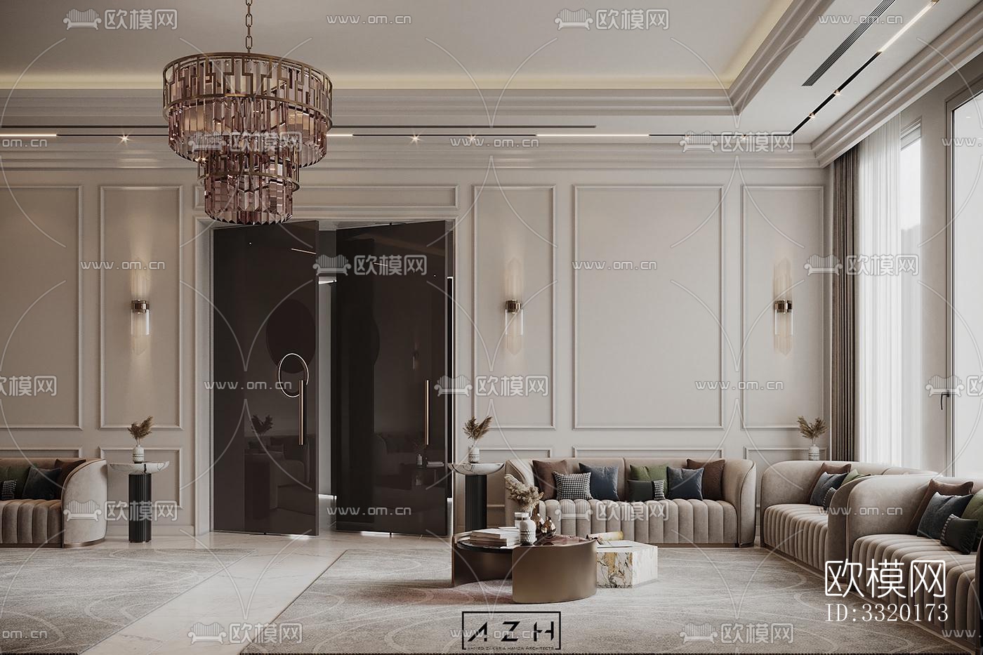 现代客厅效果图下载（渲染图5）