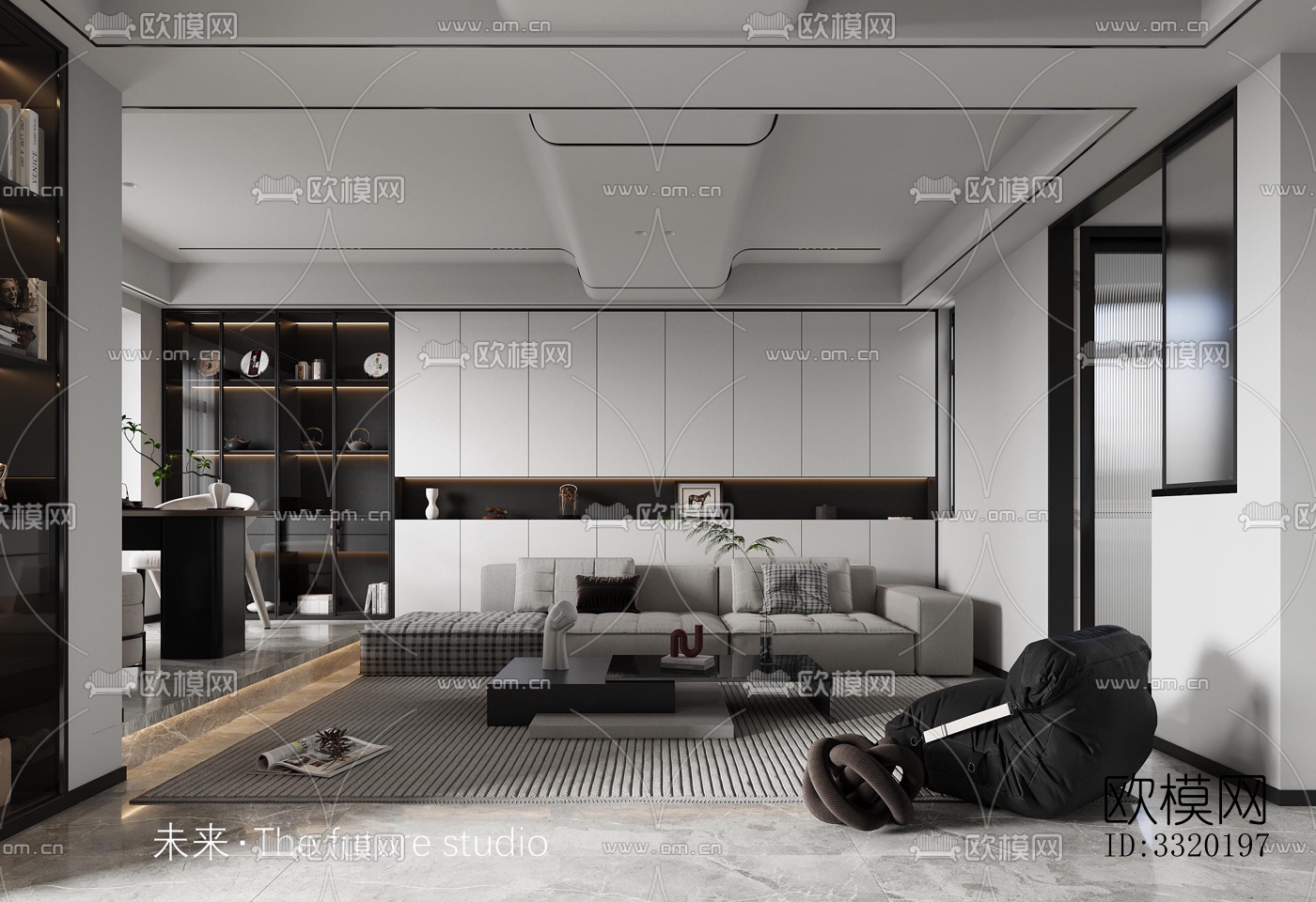 现代客厅效果图下载（渲染图1）