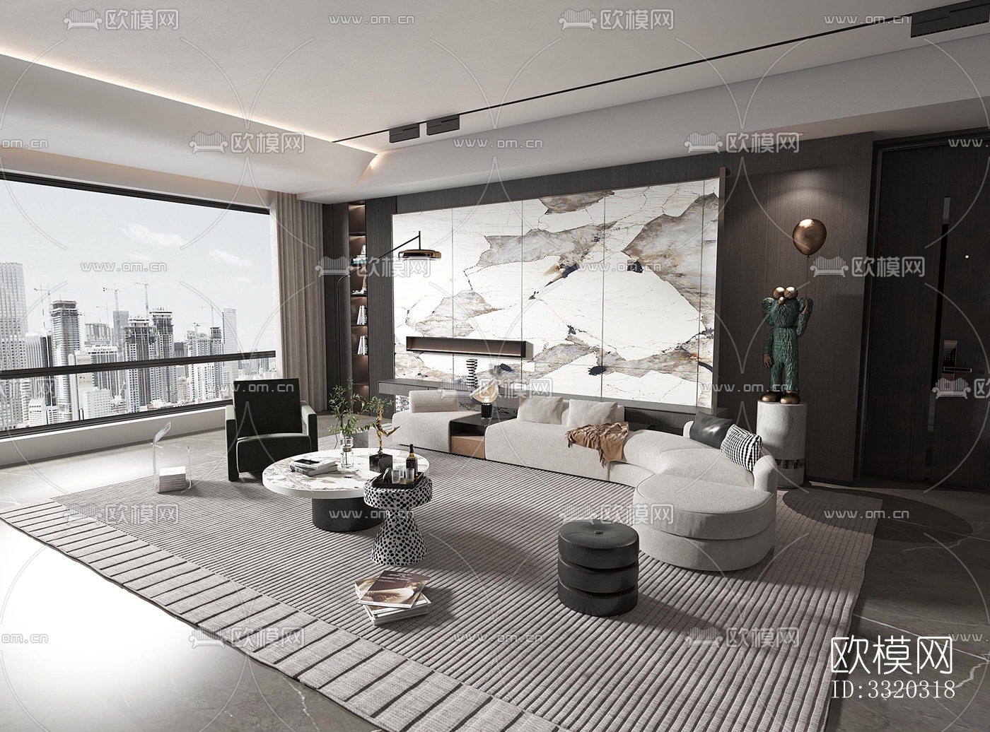 现代客厅效果图下载（渲染图2）
