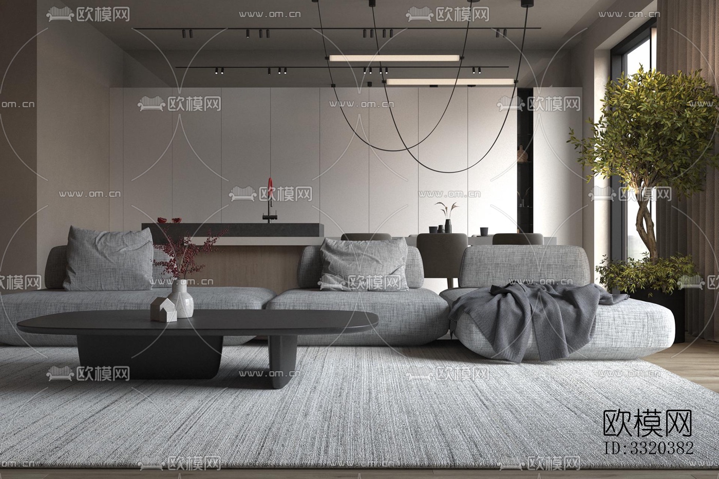 现代客厅效果图下载（渲染图2）