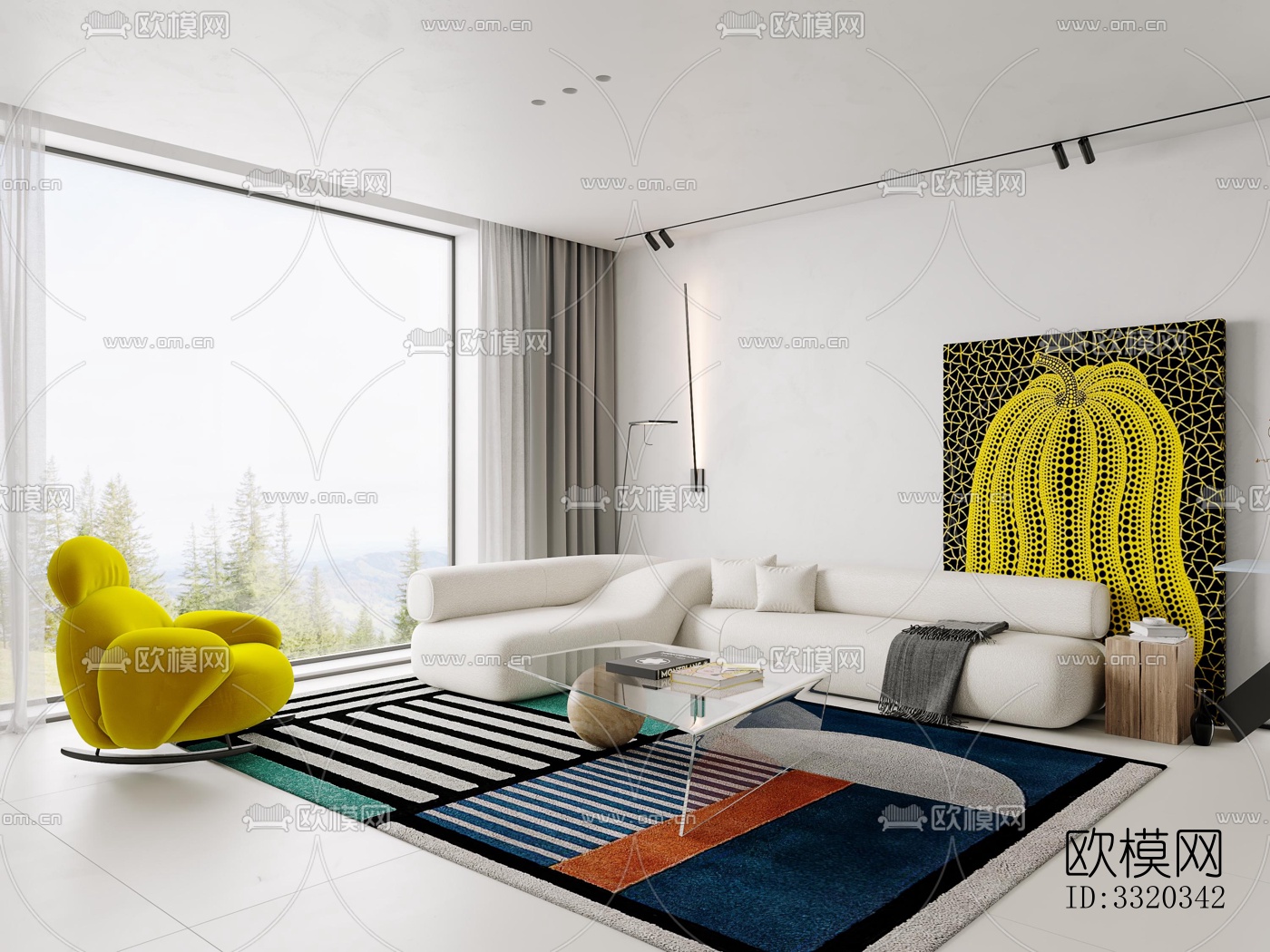 现代客厅效果图下载（渲染图9）