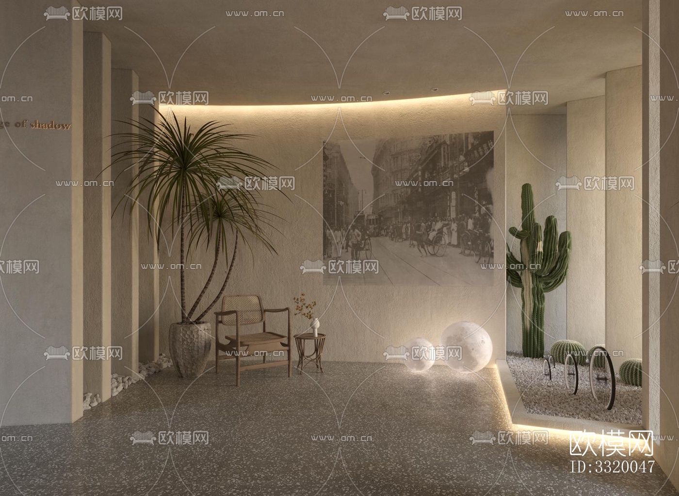 侘寂展览展厅效果图下载（渲染图3）