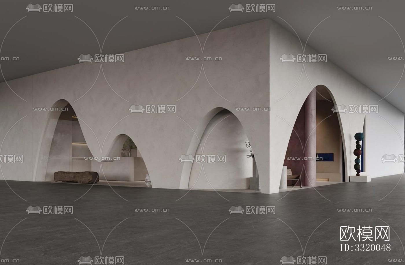 侘寂展览展厅效果图下载（渲染图11）