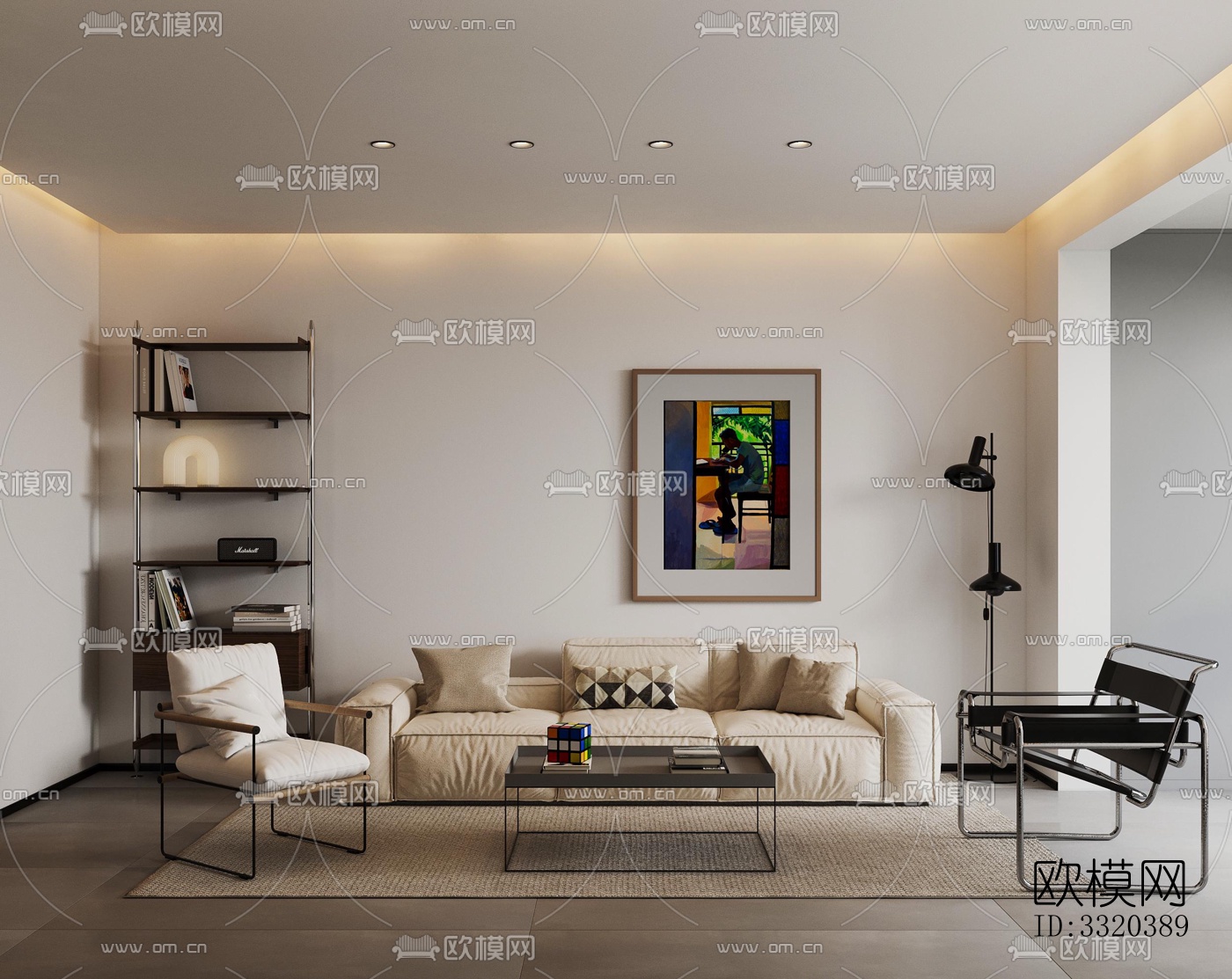 现代客厅效果图下载（渲染图3）