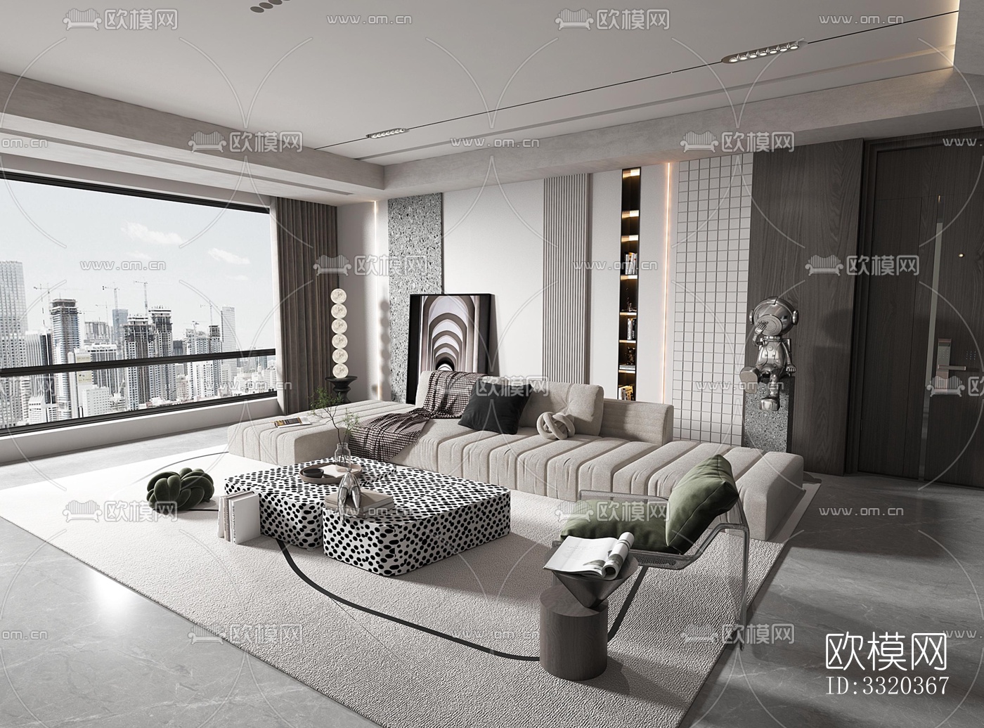 现代客厅效果图下载（渲染图2）