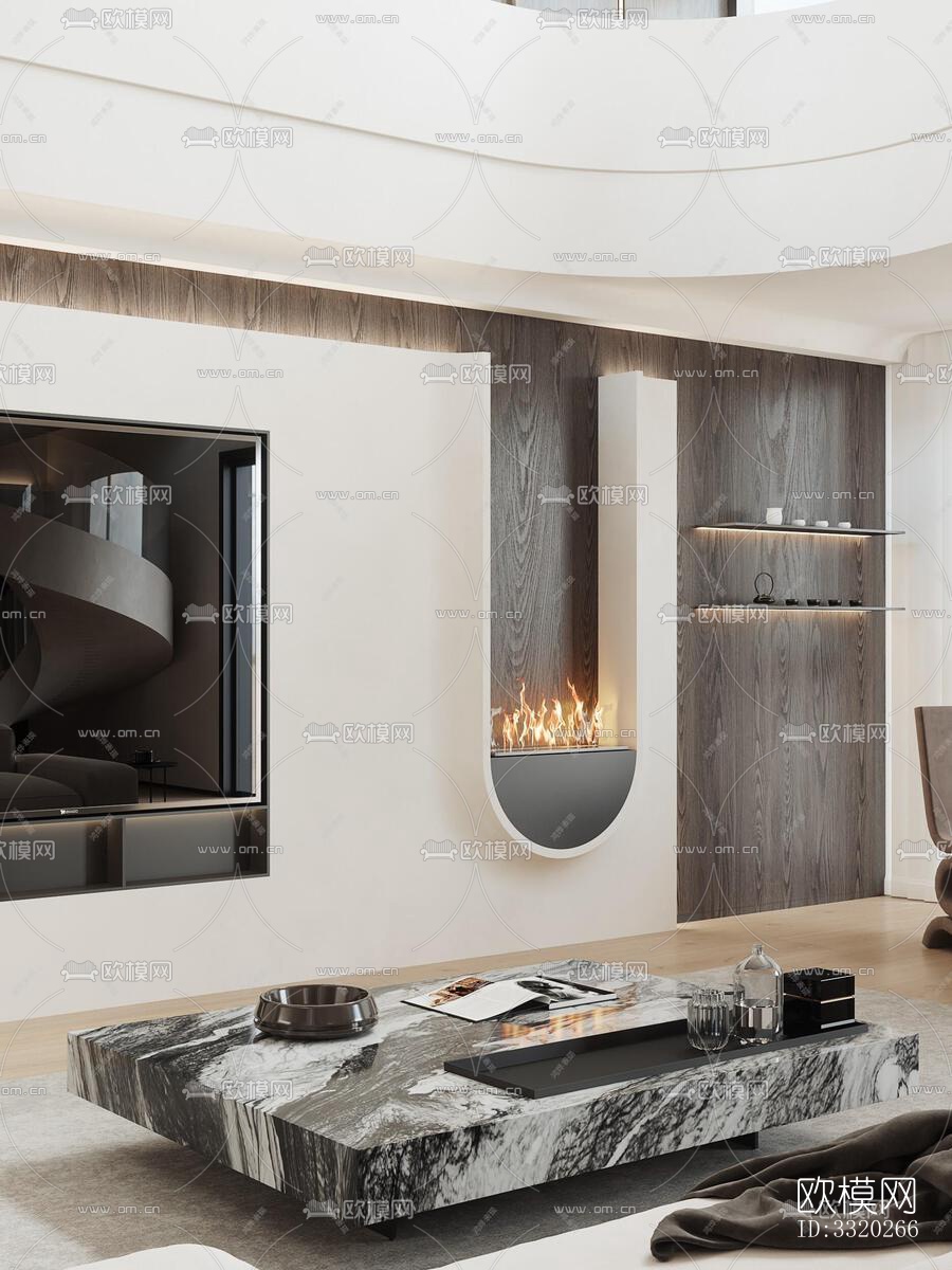 现代客厅效果图下载（渲染图2）