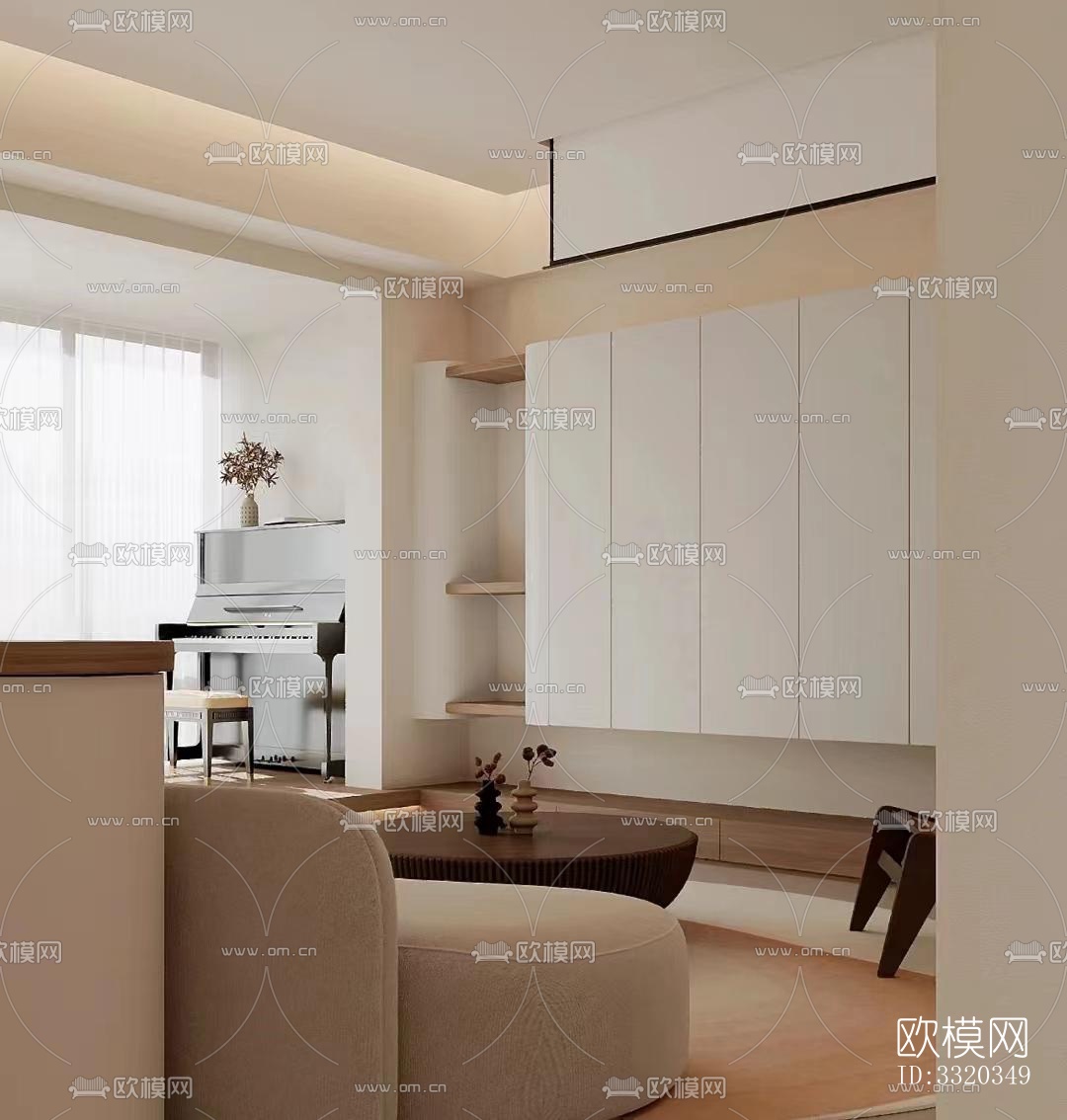 现代客厅效果图下载（渲染图3）