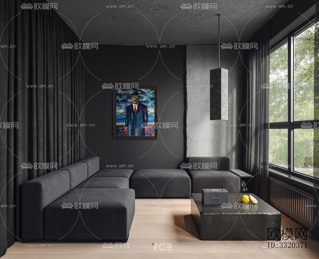 现代客厅效果图下载（渲染图3）