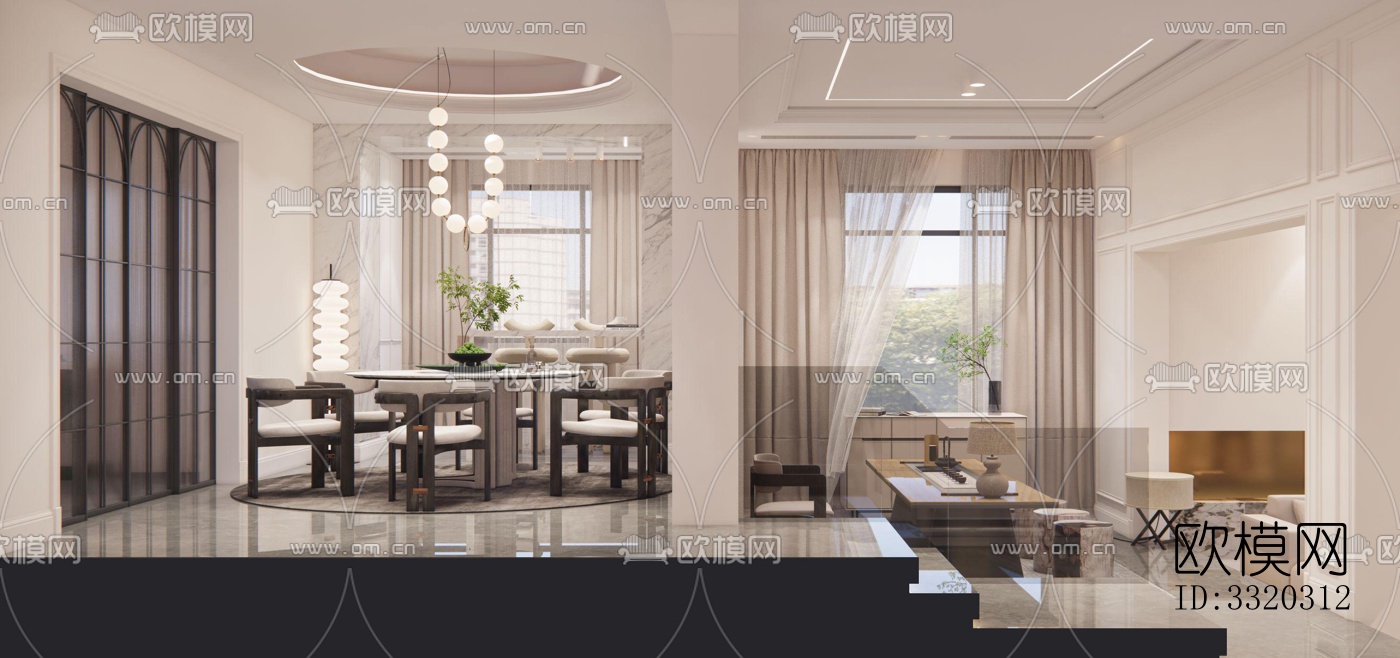 现代客厅效果图下载（渲染图7）