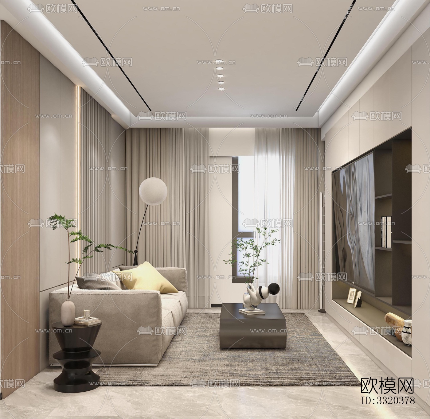 现代客厅效果图下载（渲染图1）