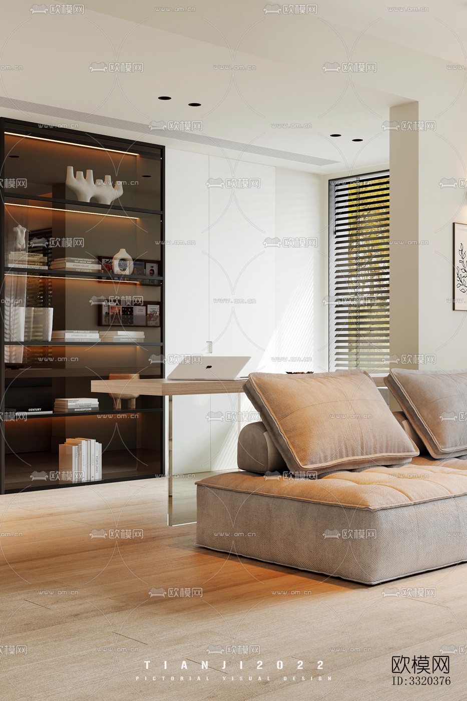 现代客厅效果图下载（渲染图4）