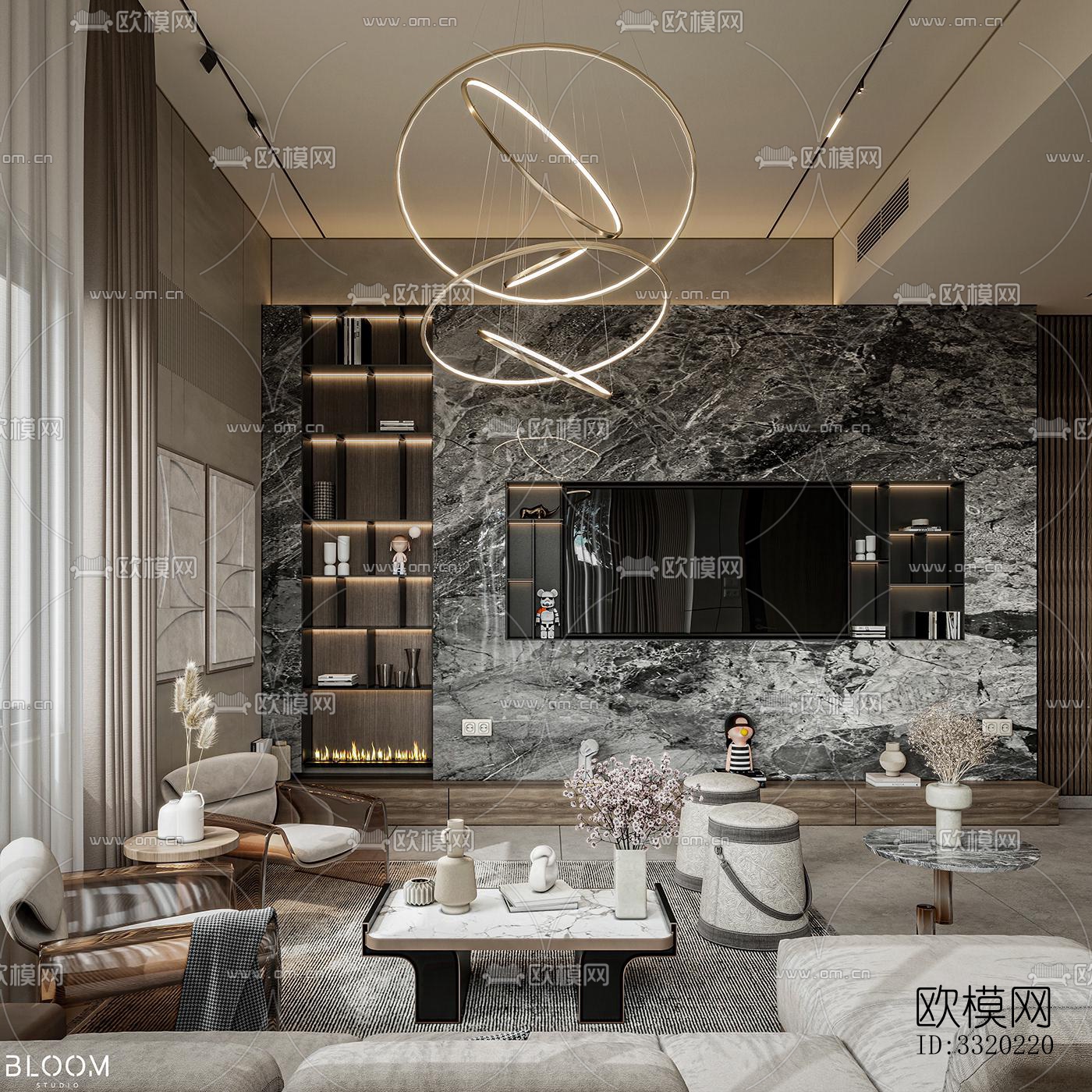 现代客厅效果图下载（渲染图12）