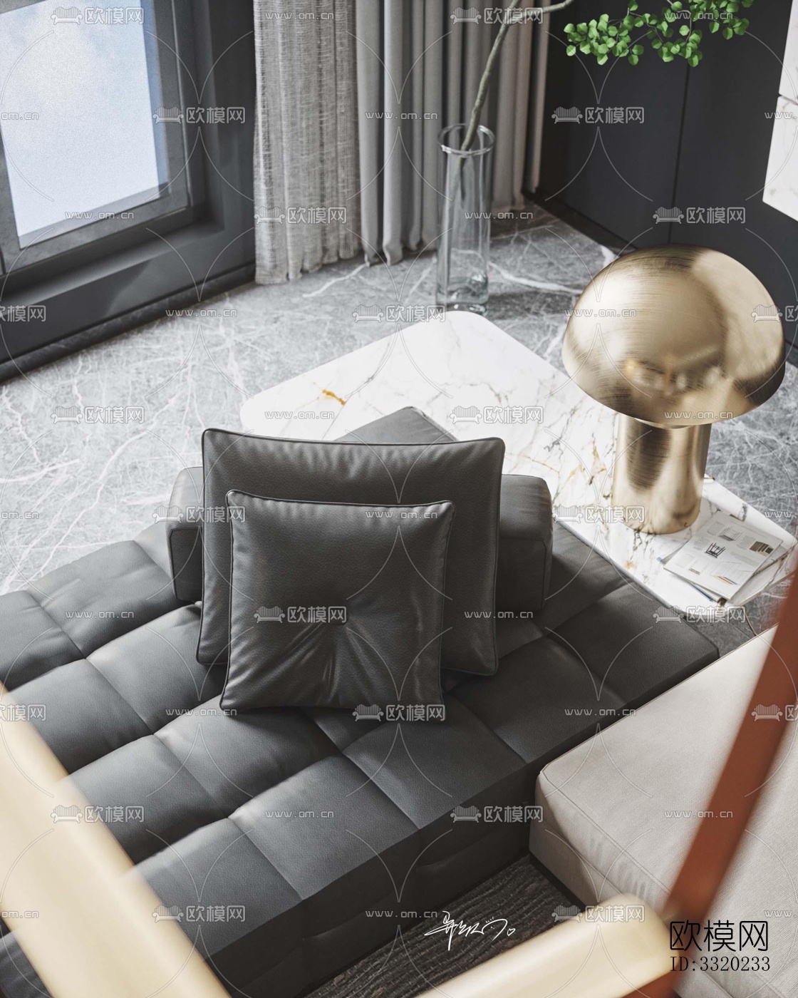 现代客厅效果图下载（渲染图3）