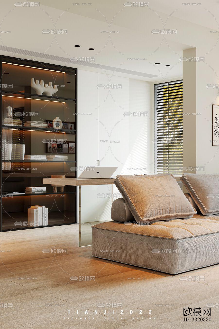 现代客厅效果图下载（渲染图4）