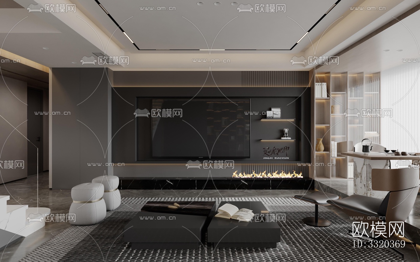 现代客厅效果图下载（渲染图2）