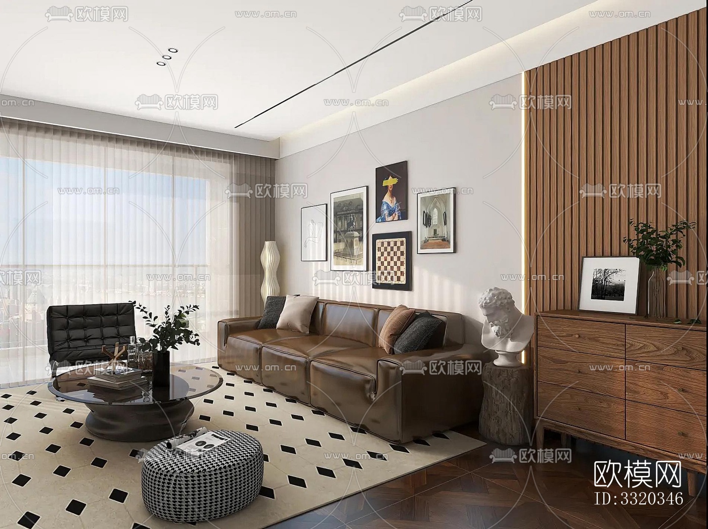 现代客厅效果图下载（渲染图1）
