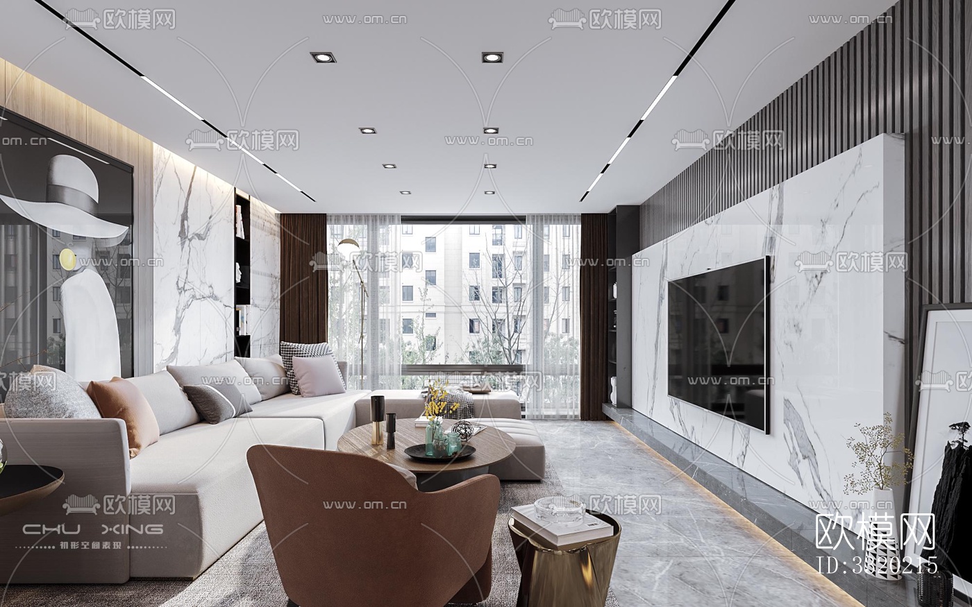 现代客厅效果图下载（渲染图2）