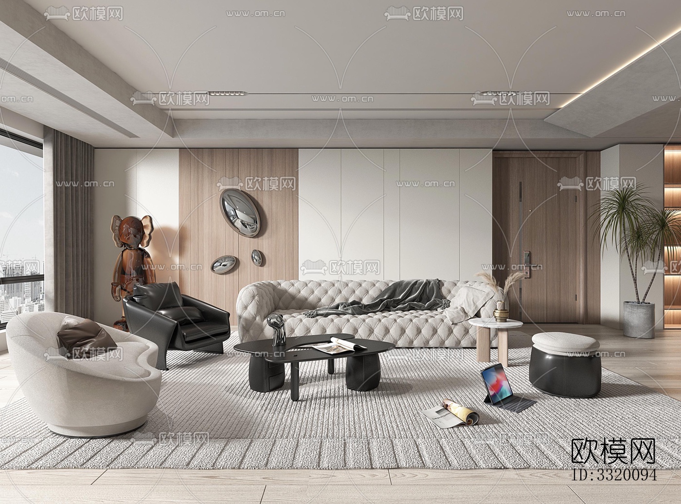 现代客厅效果图下载（渲染图1）
