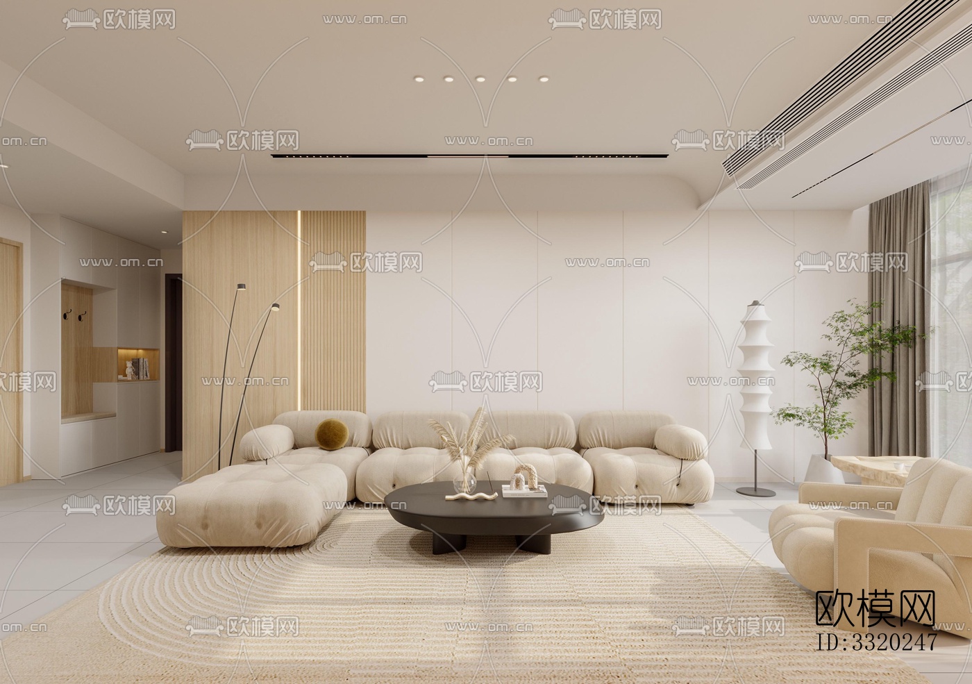 现代客厅效果图下载（渲染图3）