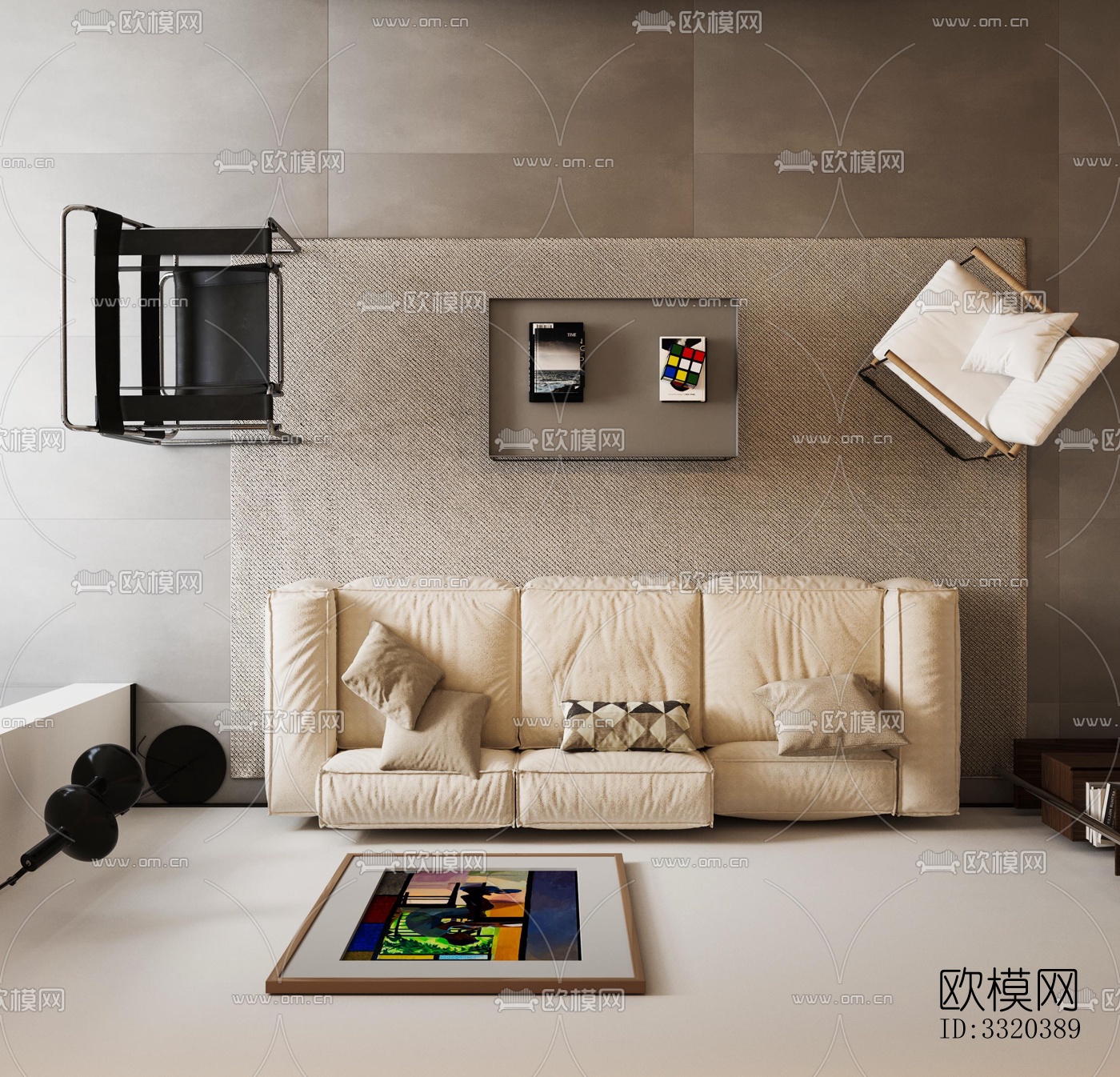 现代客厅效果图下载（渲染图4）