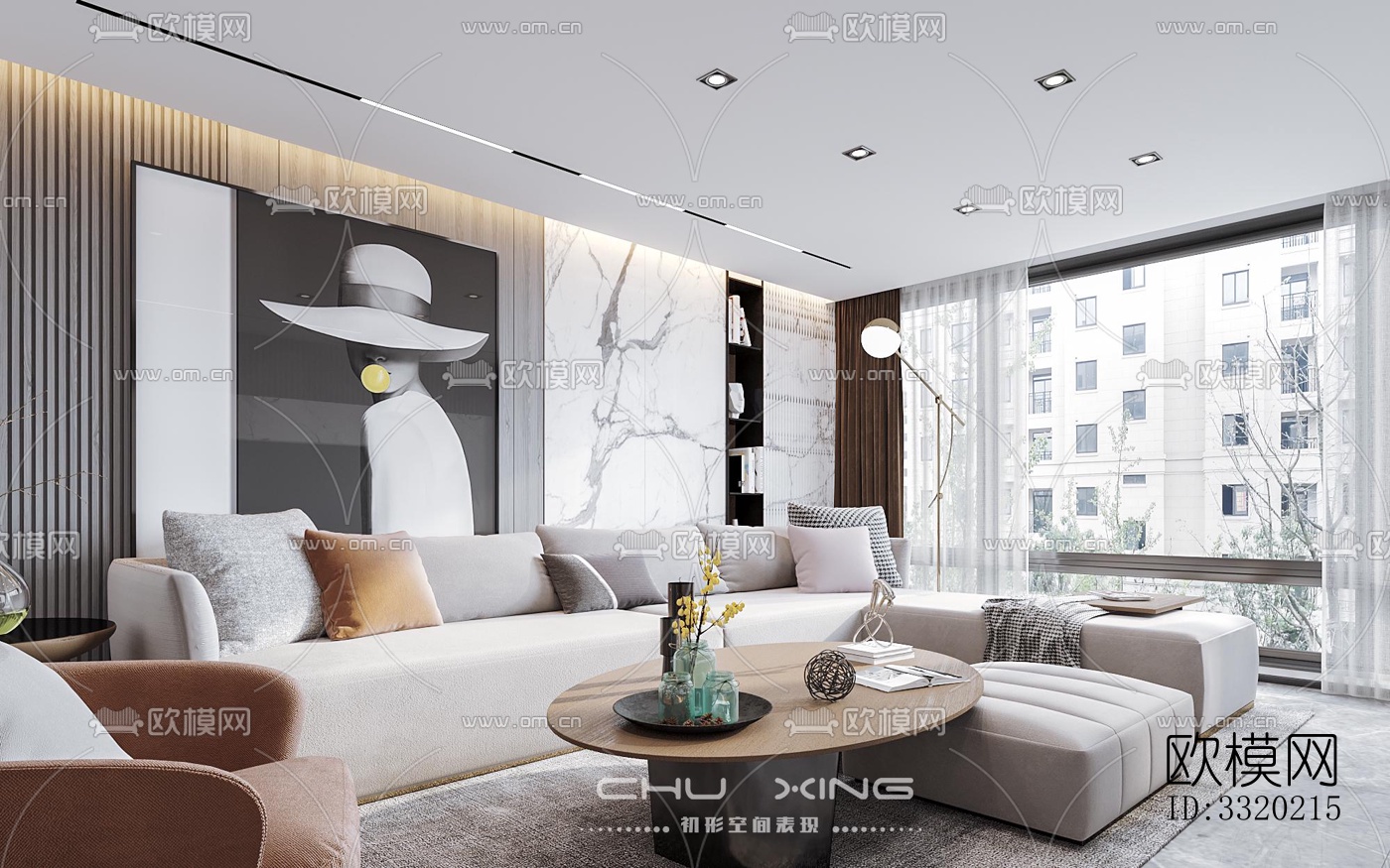现代客厅效果图下载（渲染图5）