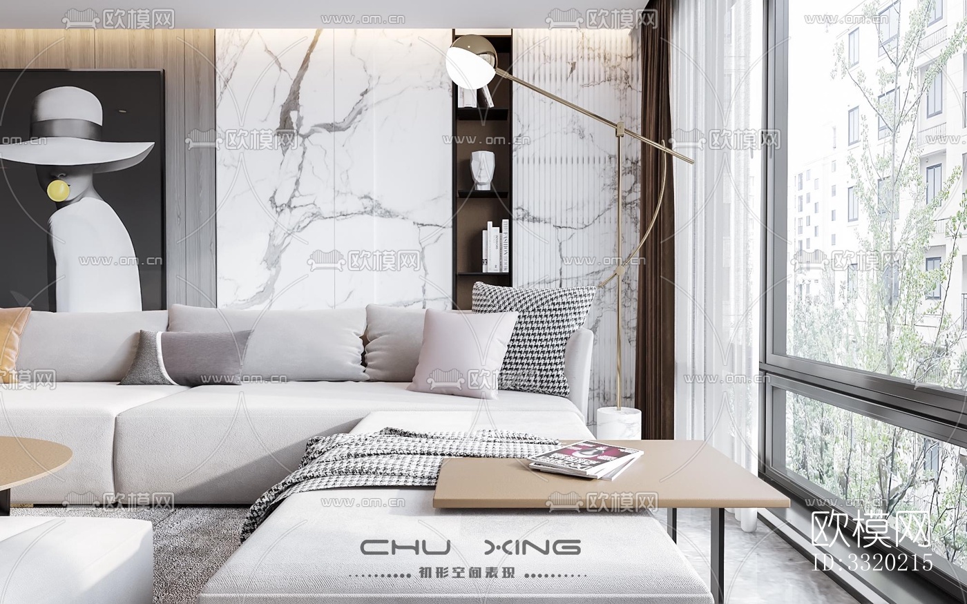 现代客厅效果图下载（渲染图4）