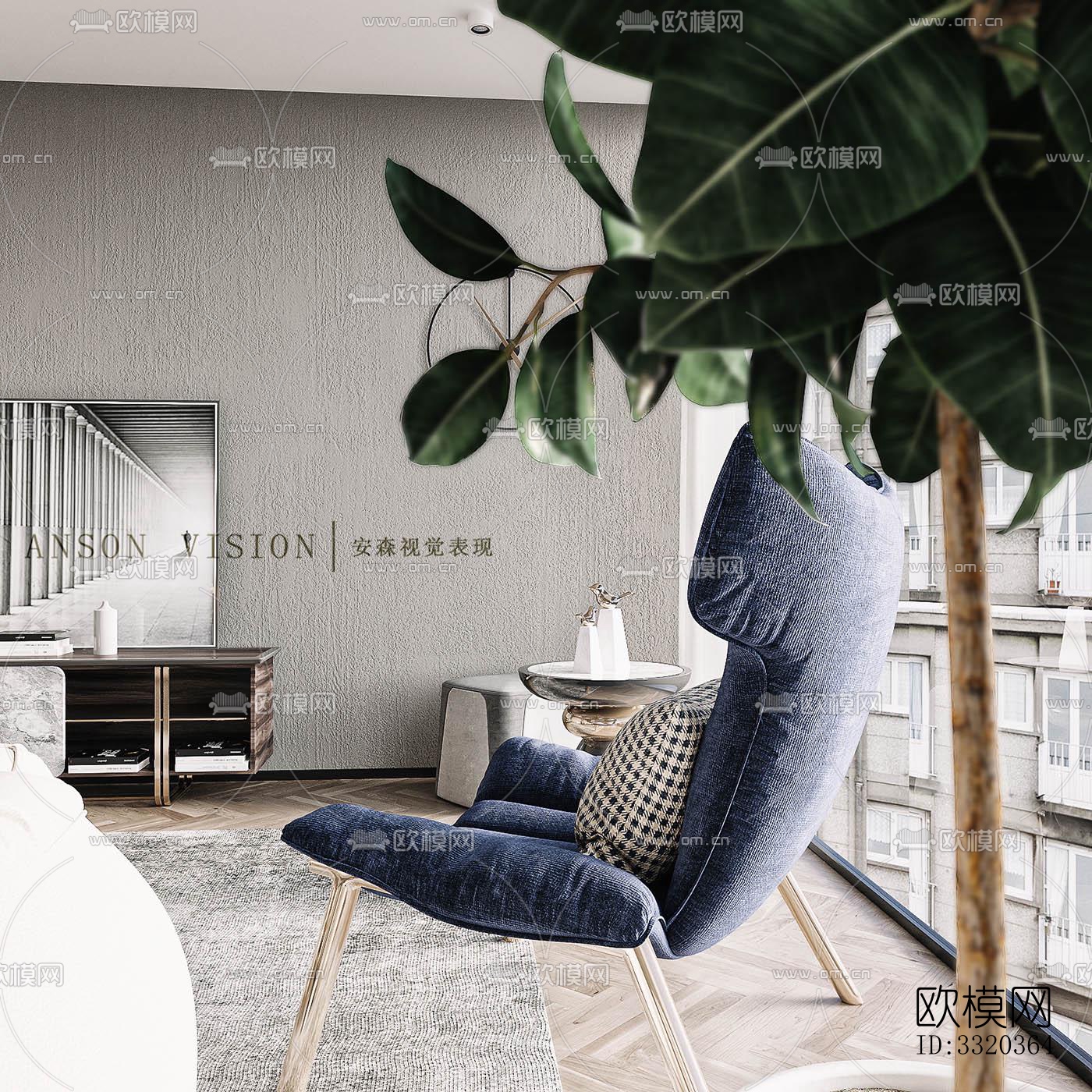 现代客厅效果图下载（渲染图9）