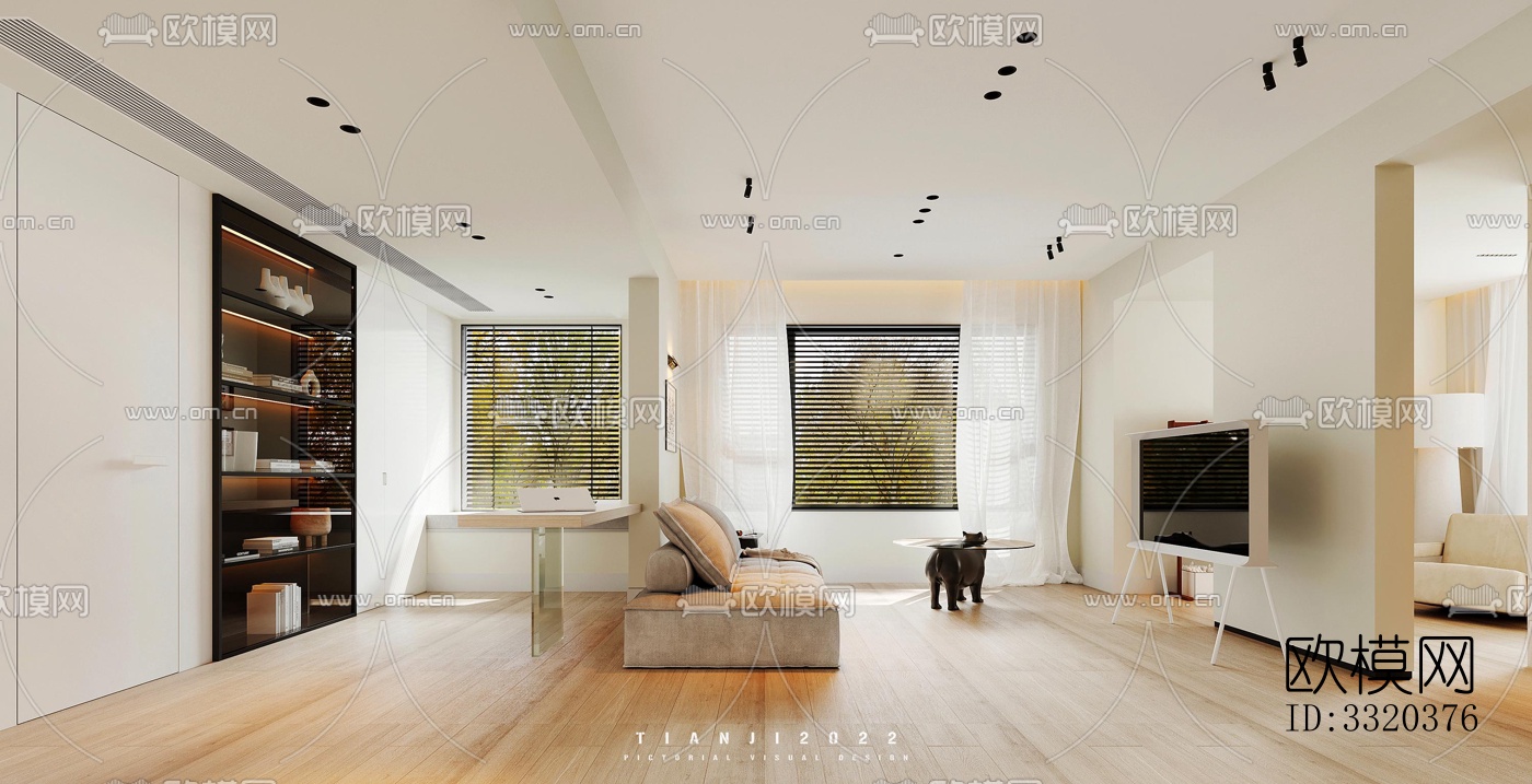 现代客厅效果图下载（渲染图3）