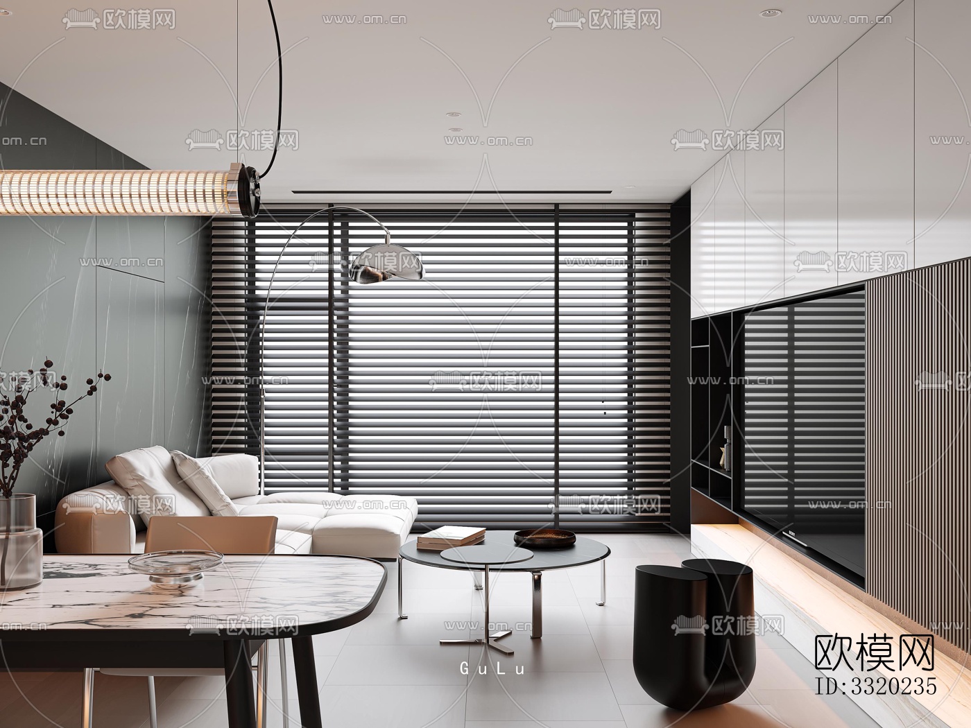 现代客厅效果图下载（渲染图2）