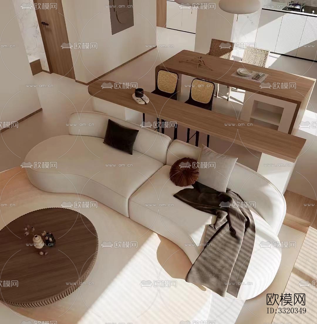 现代客厅效果图下载（渲染图4）