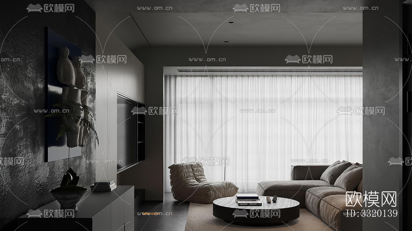 现代客厅效果图下载（渲染图6）