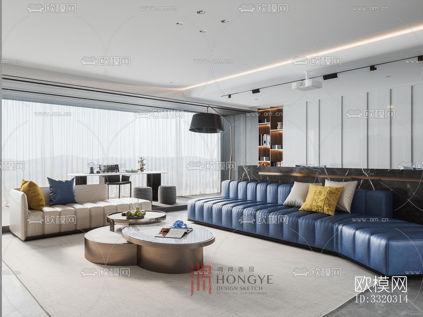 现代客厅效果图下载（渲染图1）