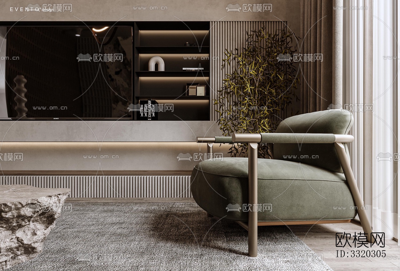 现代客厅效果图下载（渲染图1）