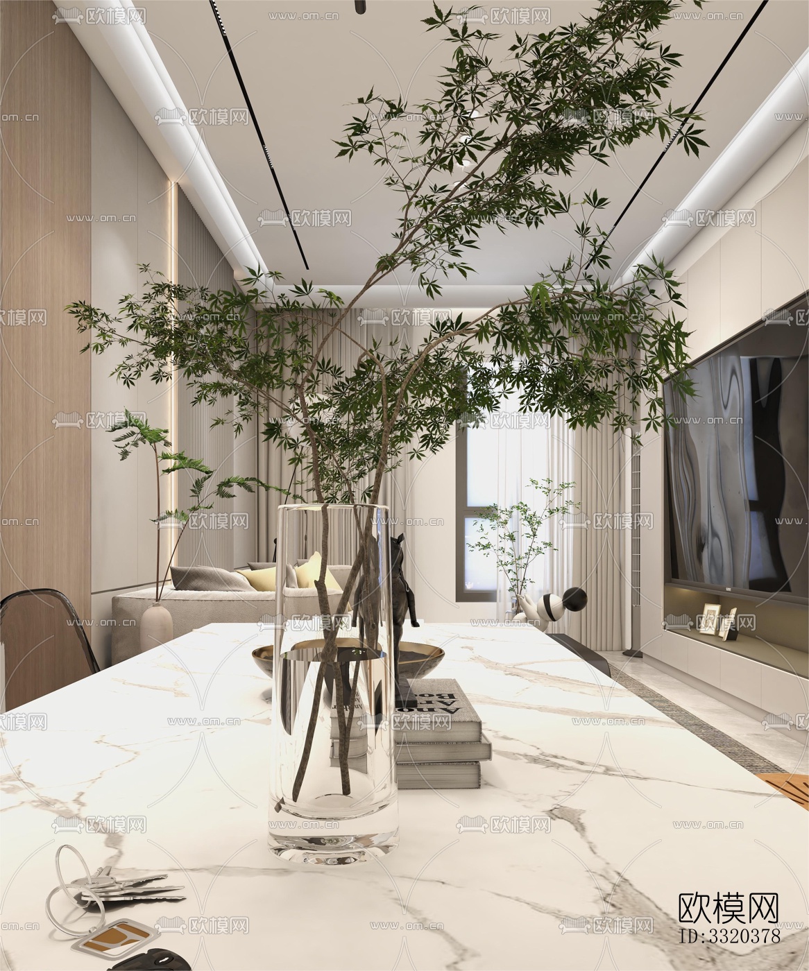 现代客厅效果图下载（渲染图4）