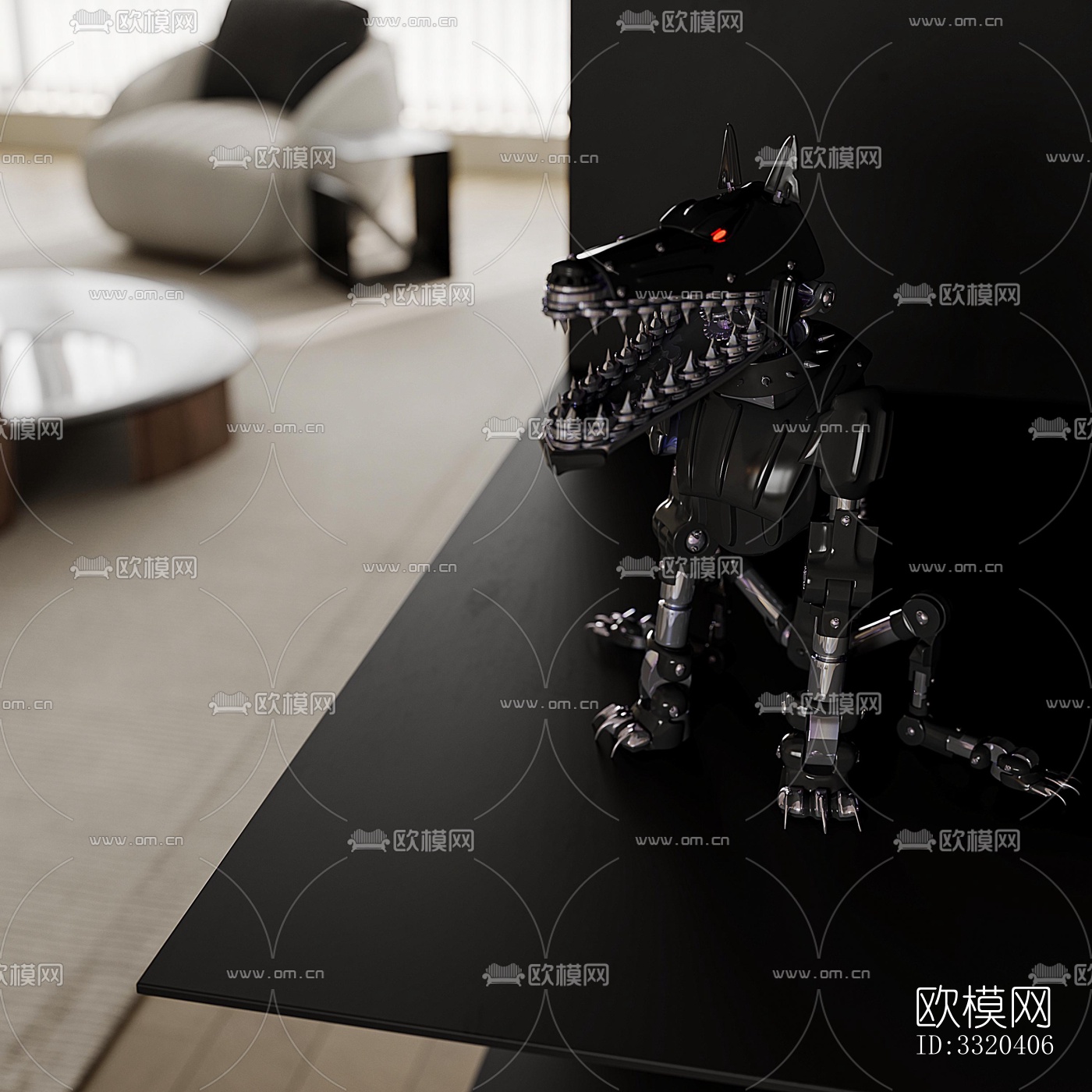 现代客厅效果图下载（渲染图4）